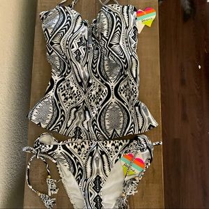 Boho tribal beaded fringe 2 piece swimsuit
